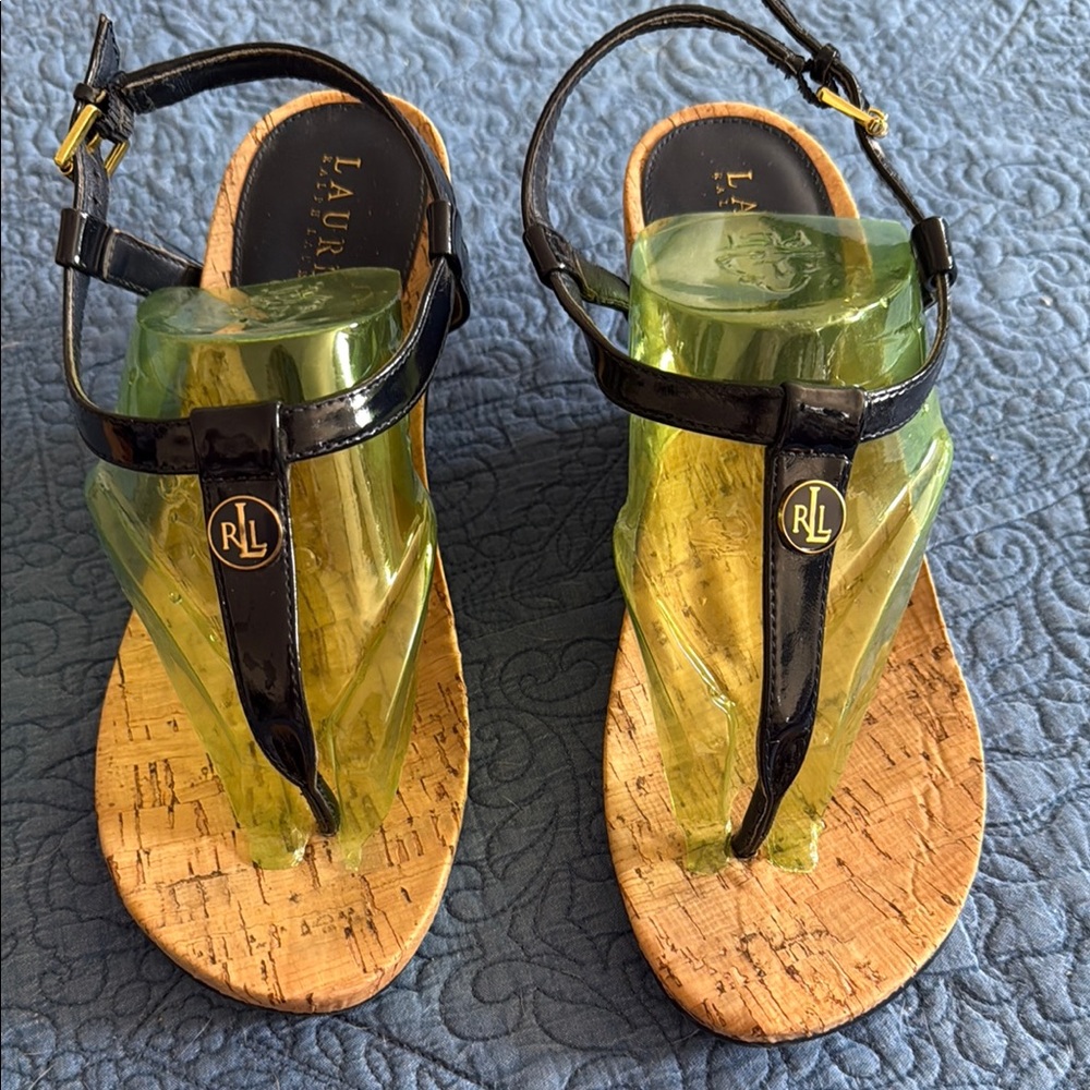 Ralph Lauren Blue Sandals with Cork Soles